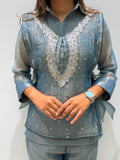 DESIGNER SHIRT PANT WITH HAND EMBROIDERED SHRUG