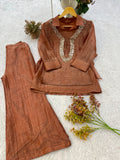 DESIGNER SHIRT PANT WITH HAND EMBROIDERED SHRUG