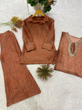 DESIGNER SHIRT PANT WITH HAND EMBROIDERED SHRUG