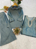 DESIGNER SHIRT PANT WITH HAND EMBROIDERED SHRUG