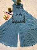 New Premium Quality With Embroidery Sequence Worked Top-Sharara and Dupatta Set