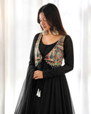Elegant New Designer Anarkali Gown 3 piece Set With Beautiful Position Worked Koti