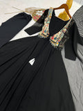 Elegant New Designer Anarkali Gown 3 piece Set With Beautiful Position Worked Koti