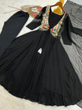 Elegant New Designer Anarkali Gown 3 piece Set With Beautiful Position Worked Koti