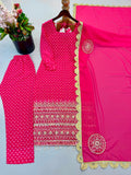 New Designer Party Wear Look Top-Plazzo and Dupatta With Heavy Embroidery Work