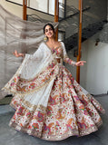 Premium Faux Georgette Lehenga Embellished With Beautiful Sequins Work And Foil Mirror Work