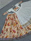 Premium Faux Georgette Lehenga Embellished With Beautiful Sequins Work And Foil Mirror Work
