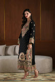 Biscuit slub with Intricate Thread with sequence work with attach lace Salwar Kameez