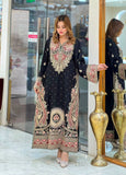 Biscuit slub with Intricate Thread with sequence work with attach lace Salwar Kameez