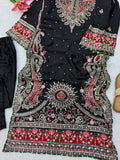 Biscuit slub with Intricate Thread with sequence work with attach lace Salwar Kameez