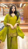 New Ready-made GMY SILK And Heavy Embroidery Sequence Work Top-Bottom And Dupatta Set