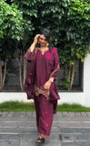 New Ready-made GMY SILK And Heavy Embroidery Sequence Work Top-Bottom And Dupatta Set