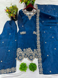 New Ready-made GMY SILK And Heavy Embroidery Sequence Work Top-Bottom And Dupatta Set