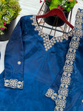 New Ready-made GMY SILK And Heavy Embroidery Sequence Work Top-Bottom And Dupatta Set
