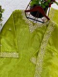 New Ready-made GMY SILK And Heavy Embroidery Sequence Work Top-Bottom And Dupatta Set