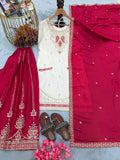 New Designer Party Wear Look Pure Chinon Silk Top Plazzo & Dupatta Set