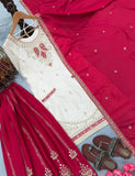 New Designer Party Wear Look Pure Chinon Silk Top Plazzo & Dupatta Set