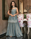 NEW TRENDING 3 PIECE FANCY KURTI WITH PLAZZO AND BEAUTIFUL DUPATTA