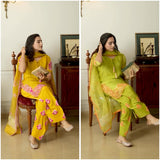 New Designer Natural Crep Silk Top-Bottom And Dupatta Set