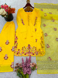 New Designer Natural Crep Silk Top-Bottom And Dupatta Set