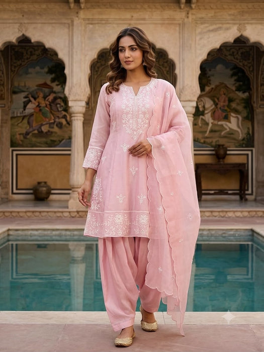 DESIGNER SEQUENCE EMBROIDERED WORKED TOP SALWAAR WITH DUPATTA