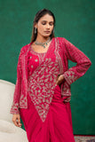 NEW SUPERHIT TRENDING READY TO WEAR SAREE WITH FULLY SEMI-BEADS EMBROIDERED STYLIST BLOUSE ON FAUX GEORGETTE FABRIC WITH KOTI