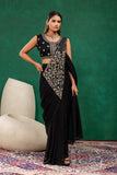 NEW SUPERHIT TRENDING READY TO WEAR SAREE WITH FULLY SEMI-BEADS EMBROIDERED STYLIST BLOUSE ON FAUX GEORGETTE FABRIC WITH KOTI
