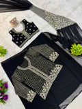 NEW SUPERHIT TRENDING READY TO WEAR SAREE WITH FULLY SEMI-BEADS EMBROIDERED STYLIST BLOUSE ON FAUX GEORGETTE FABRIC WITH KOTI