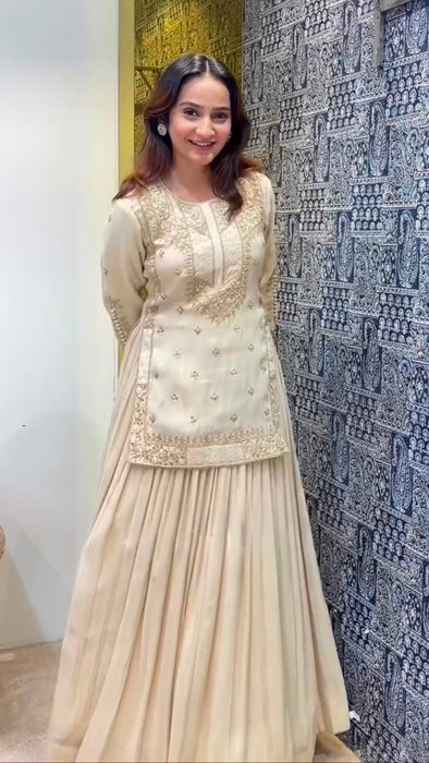 Heavy Chinon Silk with Embroidery Codding & Sequins Work With Moti Work Salwar Kameez