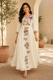 SUMMER FRIENDLY AND TRENDY MAXI GOWN WITH EMBROIDERY WORK