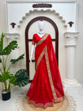 Tibby Silk with Intricate Thread With Sequence Work Beautiful Saree