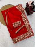 Tibby Silk with Intricate Thread With Sequence Work Beautiful Saree
