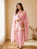 New Designer Mul Chanderi Cotton Top Farshi salwar & Dupatta Set