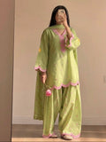 New Designer Mul Chanderi Cotton Top Farshi salwar & Dupatta Set