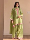 New Designer Mul Chanderi Cotton Top Farshi salwar & Dupatta Set