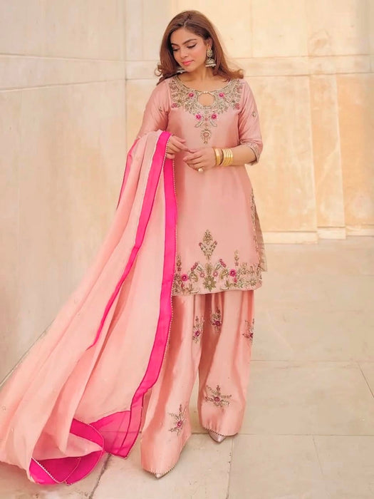 NEW READY TO WEAR HEAVY EMBROIDERY AND SEQUENCE WORK TOP - FARSHI SHALVAR WITH DUPATTA