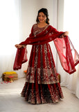 Crunchy Silk Heavy Embroidery Sequence Work Beautiful Top Lehenga Dupatta Set