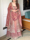 Crunchy Silk Heavy Embroidery Sequence Work Beautiful Top Lehenga Dupatta Set