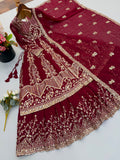 Crunchy Silk Heavy Embroidery Sequence Work Beautiful Top Lehenga Dupatta Set