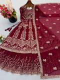 Crunchy Silk Heavy Embroidery Sequence Work Beautiful Top Lehenga Dupatta Set