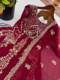 Crunchy Silk Heavy Embroidery Sequence Work Beautiful Top Lehenga Dupatta Set