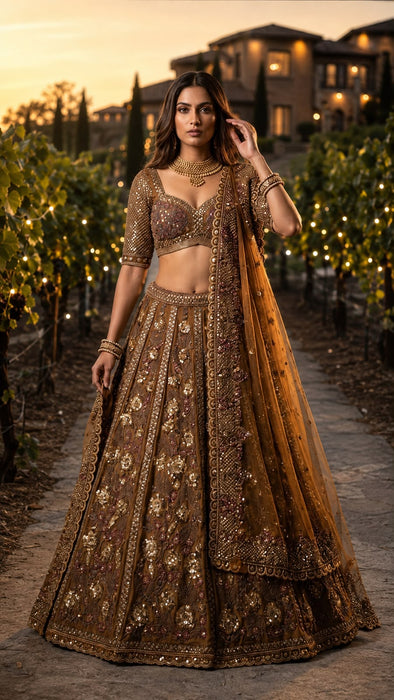4.5 meter flared Premium Quality Soft Net Lehenga Choli Dupatta Set