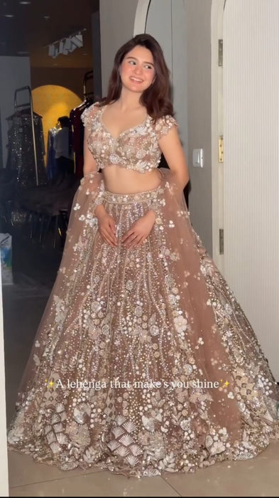 Premium Butterfly Soft Net Lehenga Embellished With Beautiful Sequins And Dori Work