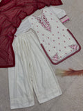 NEW FANCY 3 PIECE FANCY TOP WITH FARSHI SALWAR AND BEAUTIFUL DUPATTA SET
