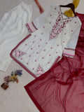 NEW FANCY 3 PIECE FANCY TOP WITH FARSHI SALWAR AND BEAUTIFUL DUPATTA SET