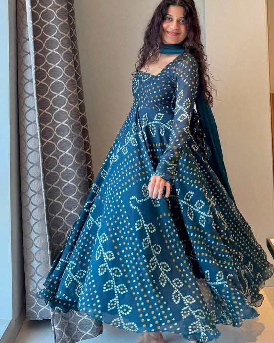 Faux Georgette With Digital Print Work Fully Stitched Salwar Kameez