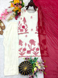 Pure Slab Riyon Cotton With Embroidery Pipas Sequences Work Salwar Kameez