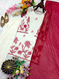 Pure Slab Riyon Cotton With Embroidery Pipas Sequences Work Salwar Kameez