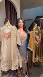 Simmer Fabric with Intricate Thread with sequence work with attach Fancy Lace Salwar Kameez