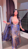 Simmer Fabric with Intricate Thread with sequence work with attach Fancy Lace Salwar Kameez